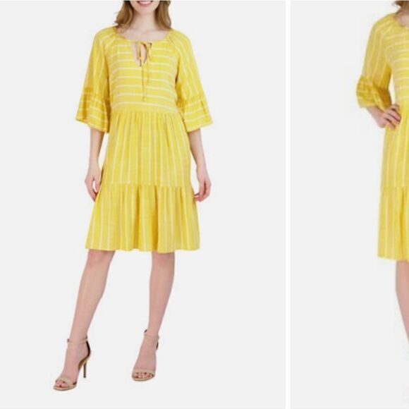 Robbie Bee tiered elbow sleeve boho peaseant cottagecore dress - Picture 5 of 16